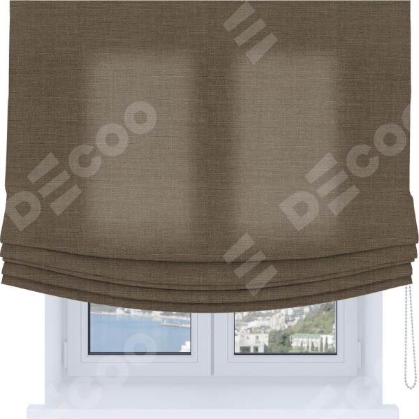 Римская штора Soft с мягкими складками, ткань лён мокко