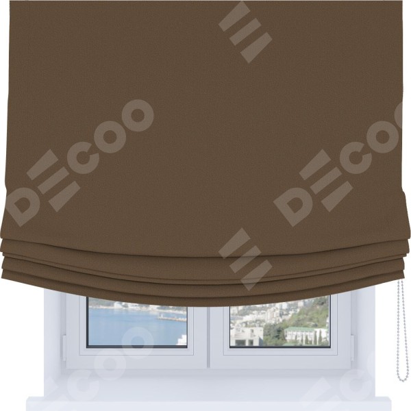 Римская штора «Кортин», блэкаут однотонный коричневый, Soft с мягкими складками