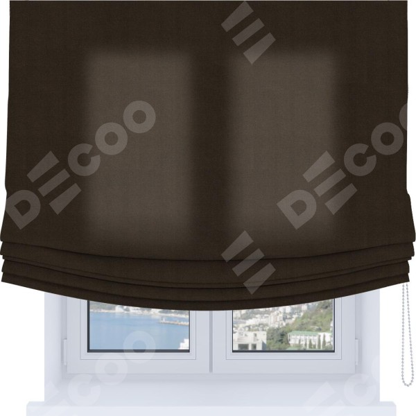 Римская штора Soft с мягкими складками, ткань вельвет тёмно-коричневый