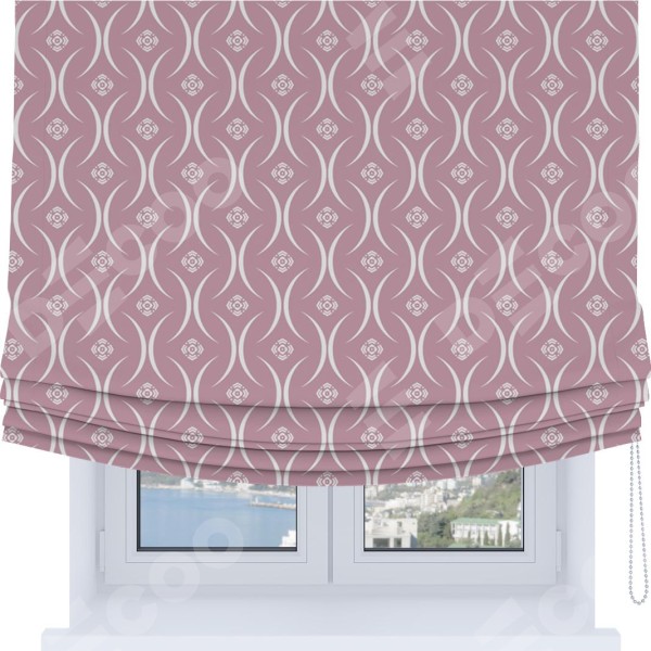 Римская штора Soft с мягкими складками, «Воздушный узор розовый»