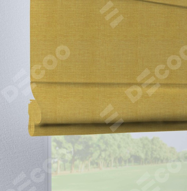 Римская штора на петлях «Кортин», ткань лён горчичный
