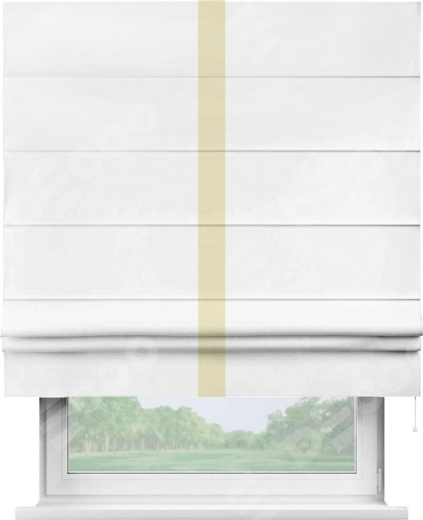 Римская штора «Кортин» с кантом Хайвэй, для проема, ткань однотонная белоснежная