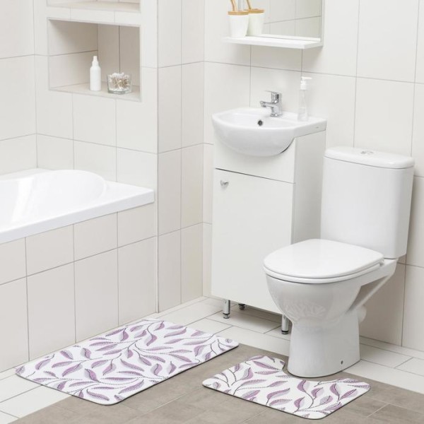 Набор ковриков для ванны и туалета Доляна «Воспоминания», 2 шт: 50×80, 40×50 см