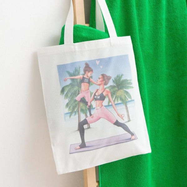 Полотенце в сумке Этель Yoga mom, 70х130 см, цвет зелёный, 100% хлопок