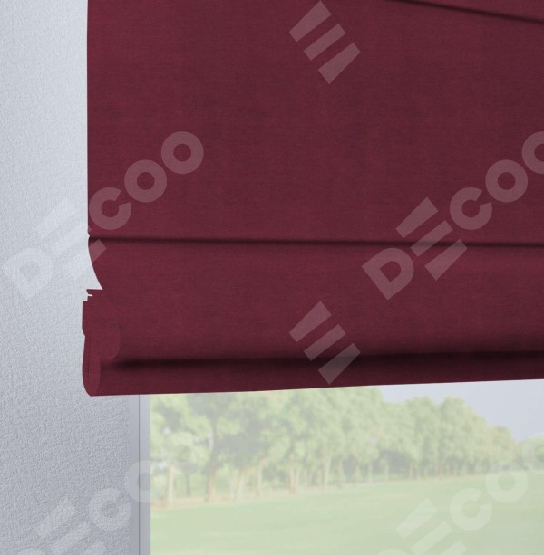 Римская штора на петлях «Кортин», ткань вельвет бордовый