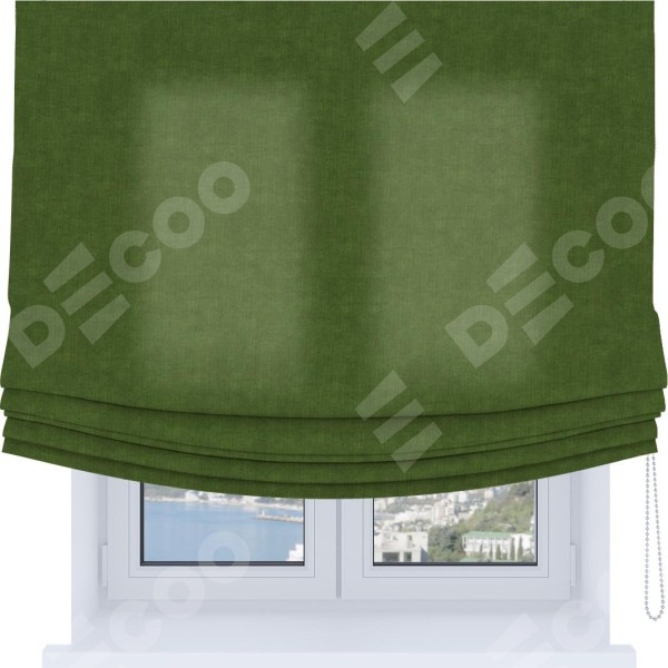 Римская штора «Кортин», канвас трава, Soft с мягкими складками