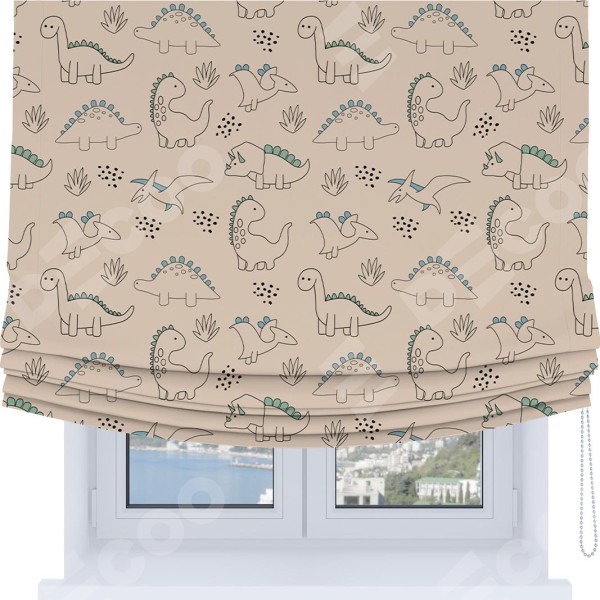 Римская штора Soft с мягкими складками, «Динозаврики»