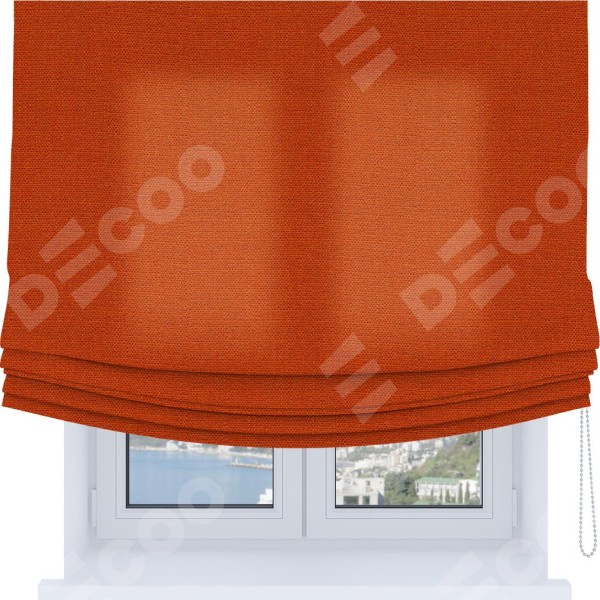 Римская штора Soft с мягкими складками, ткань лён терракотовый