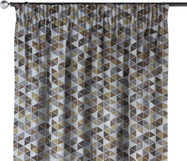 Комплект штор на тесьме «Карандаш», ткань димаут «Треугольники коричневые»