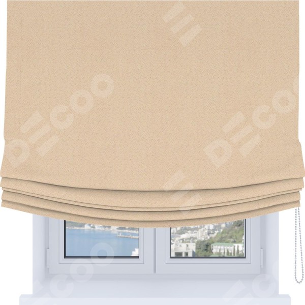 Римская штора Soft с мягкими складками, ткань блэкаут с блеском бежевый