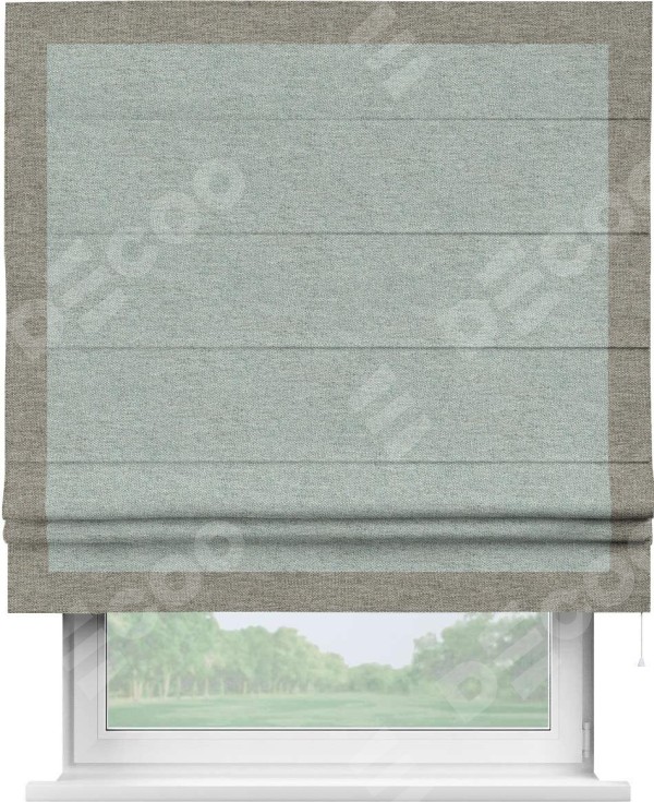 Римская штора «Кортин» с кантом Чесс, для проема, ткань стиф димаут светло-серый