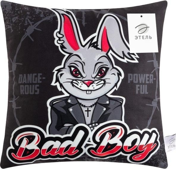 Подушка декоративная "Bad Boy", 40*40 см, 100% п/э, велюр