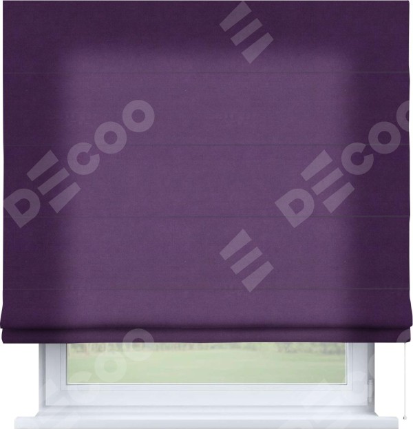 Римская штора «Кортин» для проема, ткань вельвет тёмно-фиолетовый