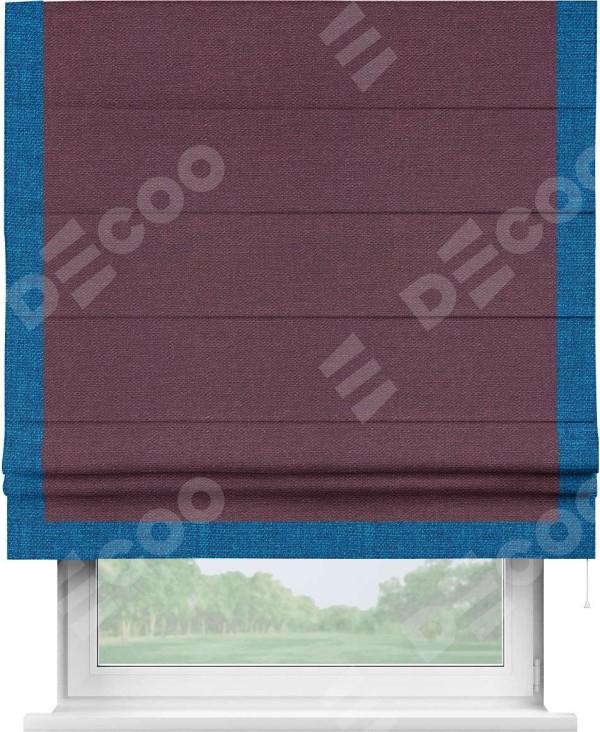 Римская штора «Кортин» с кантом Виктория, для проема, ткань лён фиолетовый