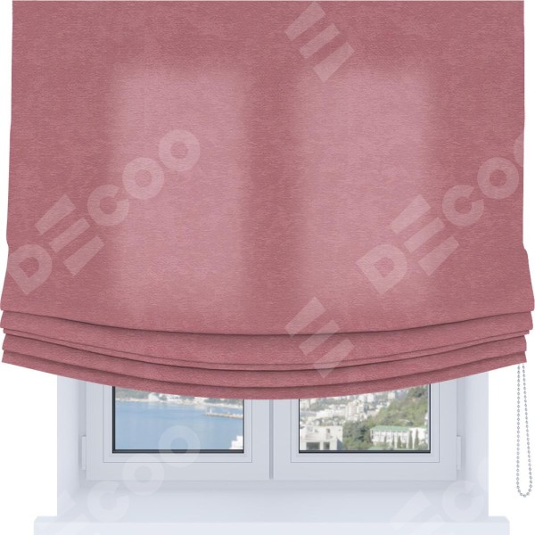 Римская штора Soft с мягкими складками, ткань софт однотонный розовый