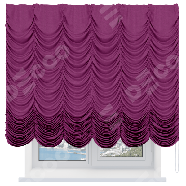 Французская штора «Кортин», вельвет фиолетовый