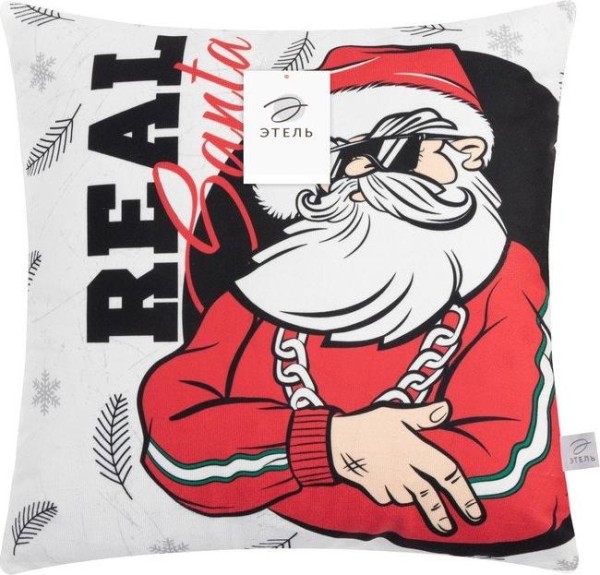 Наволочка на подушку Этель "Real Santa", 40*40 см, 100 п/э, велюр