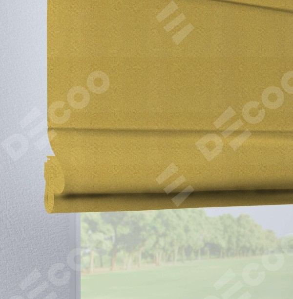 Римская штора на петлях «Кортин», ткань твид блэкаут, пыльная горчица