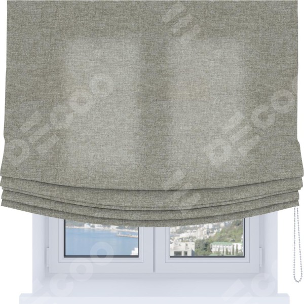 Римская штора Soft с мягкими складками, ткань лён кашемир серый