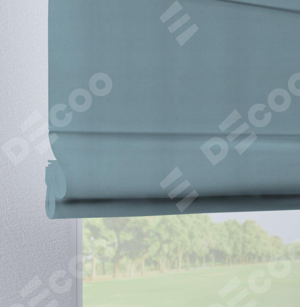 Римская штора на петлях «Кортин», ткань блэкаут однотонный, серо-голубой