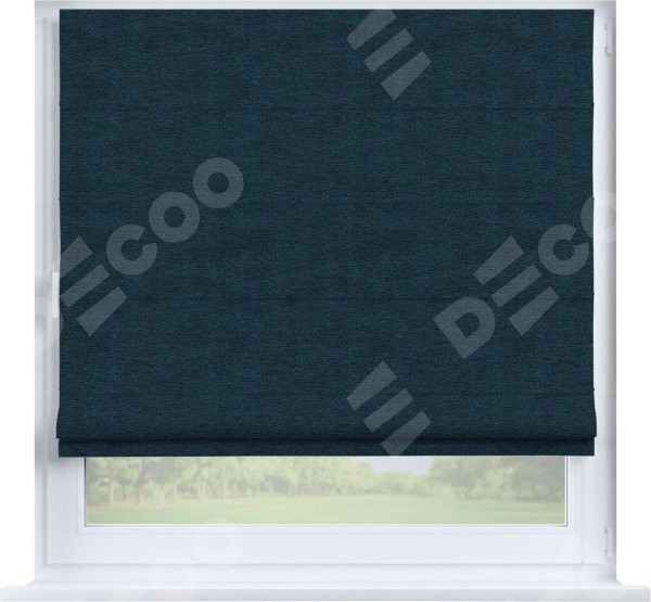 Римская штора «Кортин» на створку, ткань твид блэкаут, глубокий синий