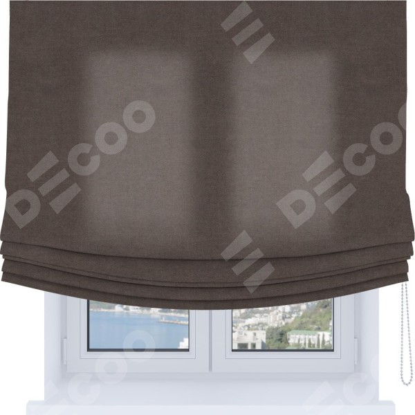 Римская штора Soft с мягкими складками, ткань вельвет коричневый