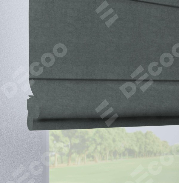Римская штора на петлях «Кортин», ткань вельвет серый