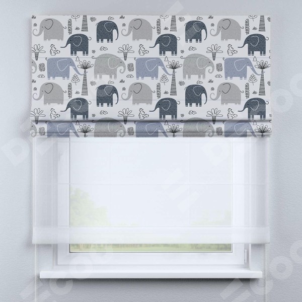 Римская штора «Кортин» день-ночь «Серые слоники»