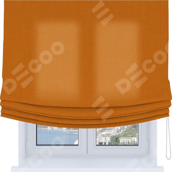 Римская штора «Кортин», канвас оранжевый, Soft с мягкими складками