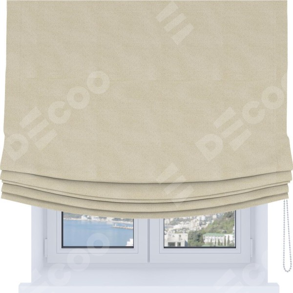Римская штора Soft с мягкими складками, ткань лён димаут бежевый