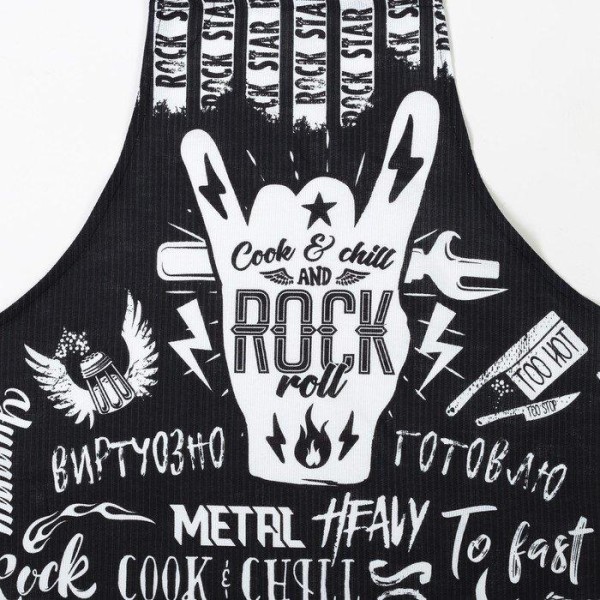 Фартук Доляна Rock'n'roll, 60 × 70 см, рогожка, хлопок 100 %, 160 г/м²