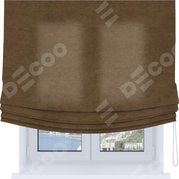 Римская штора Soft с мягкими складками, ткань софт однотонный бронзовый