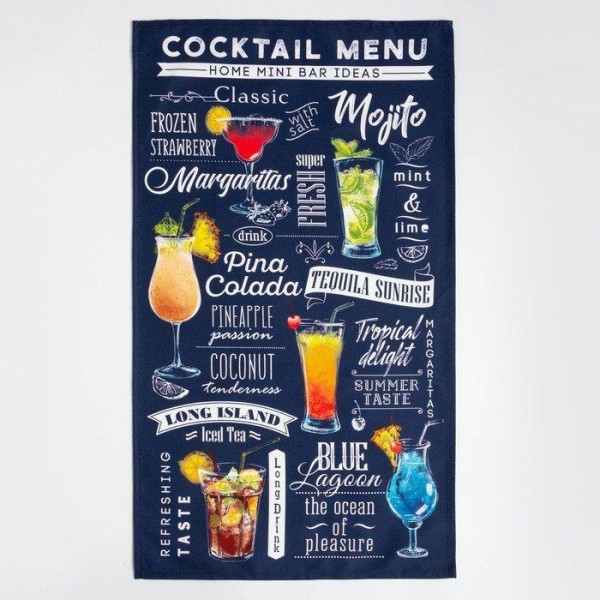 Набор полотенец "Этель" Cocktail menu 40х73 см - 2 шт, 100% хл, саржа 190 г/м2