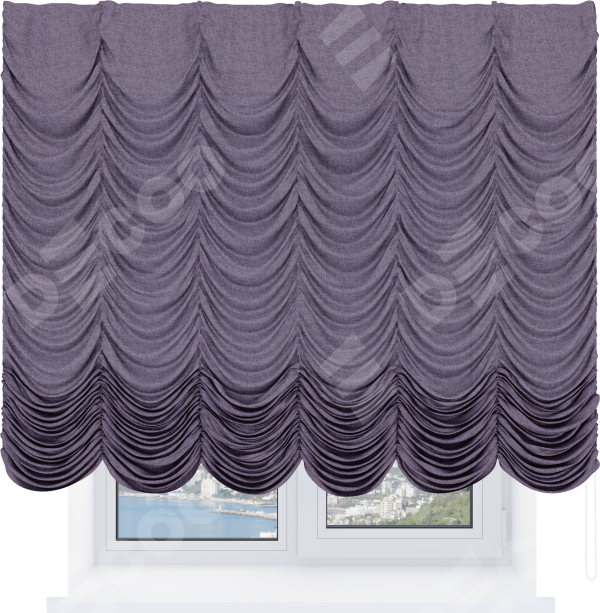 Французская штора «Кортин», лён кашемир фиолетовый