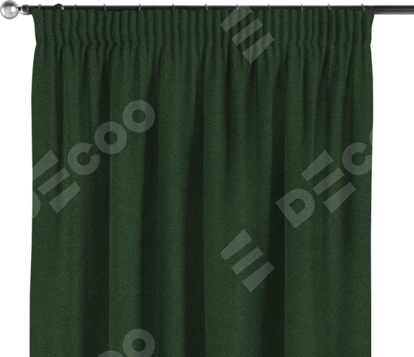 Комплект штор на тесьме «Карандаш», лён блэкаут зелёный