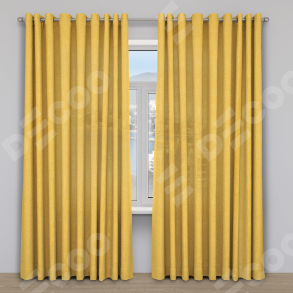 Комплект штор 2шт, ткань лён, цвет желтый, от 40 см