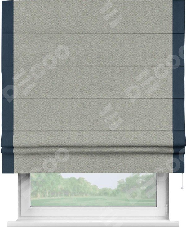 Римская штора «Кортин» с кантом Стрим Дуо, для проема, ткань блэкаут однотонный серый