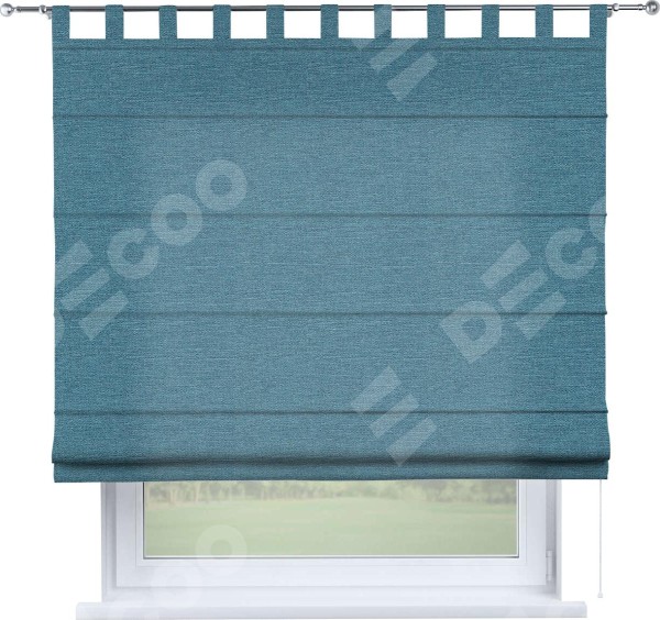 Римская штора на петлях «Кортин», ткань лён голубой, ширина 40-100 см