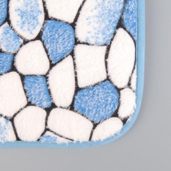 Набор ковриков для ванны и туалета Доляна «Галька», 2 шт: 40×50, 50×80 см, цвет синий