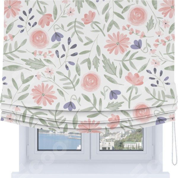 Римская штора Soft с мягкими складками, «Изысканные цветы»