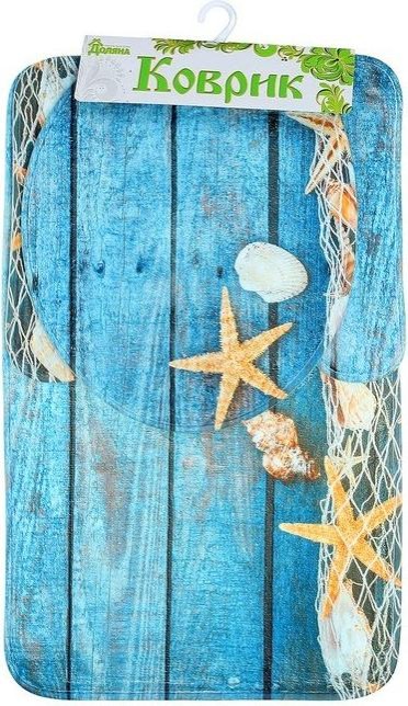 Набор ковриков для ванны и туалета Доляна «Морские звёзды», 3 шт: 35×39, 40×50, 45×75 см