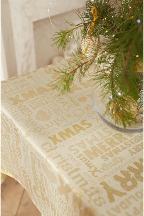 Скатерть Этель «Новый год: Merry xmas» цвет золотой, 142*220 +/-3 см, 115 ±10 гр, 100% п/э
