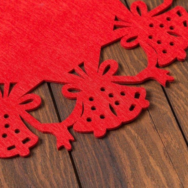 Салфетка декоративная Доляна "Колокольчики", цв,красный,d 30 см, фетр