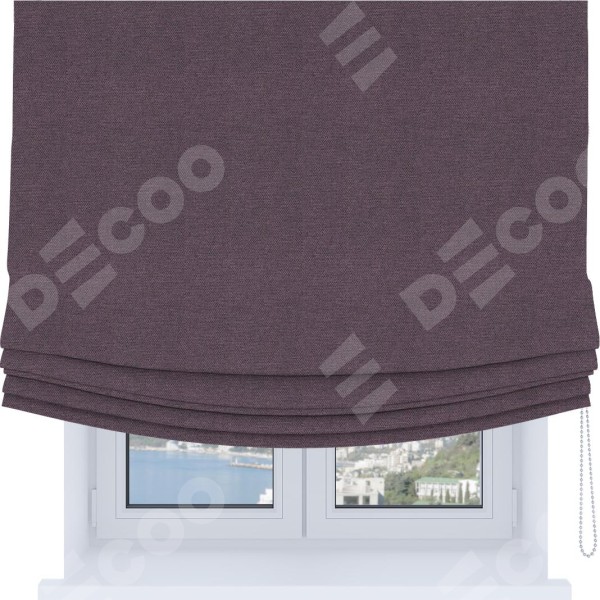 Римская штора Soft с мягкими складками, ткань лён димаут светло-фиолетовый