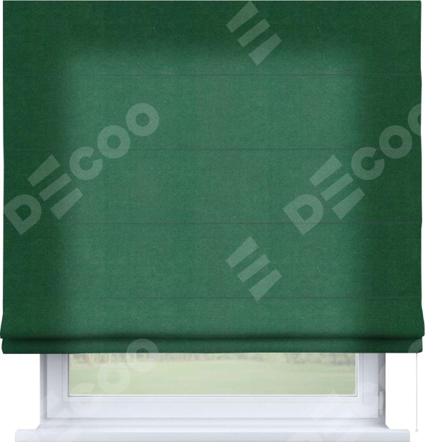 Римская штора «Кортин» для проема, ткань вельвет зелёный