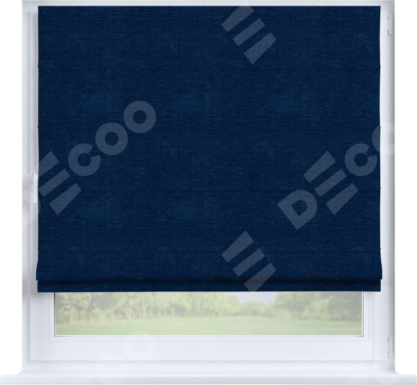 Римская штора «Кортин» на створку, ткань софт однотонный синий
