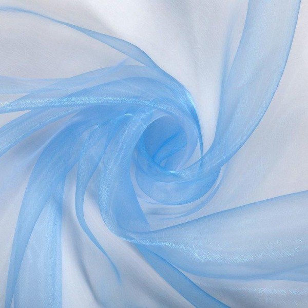 Штора тюль 145х260 см, органза, цвет голубой, на шторной ленте, 100% полиэстер