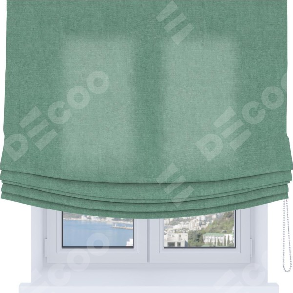 Римская штора «Кортин», канвас мятный, Soft с мягкими складками