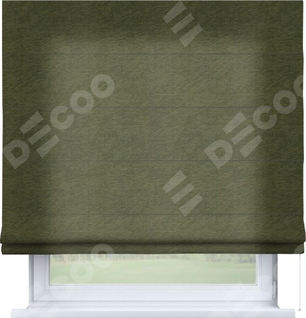 Римская штора «Кортин» для проема, ткань софт однотонный зелёный