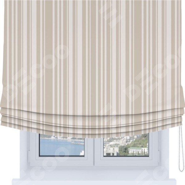 Римская штора Soft с мягкими складками, «Бежевые вертикальные полоски»